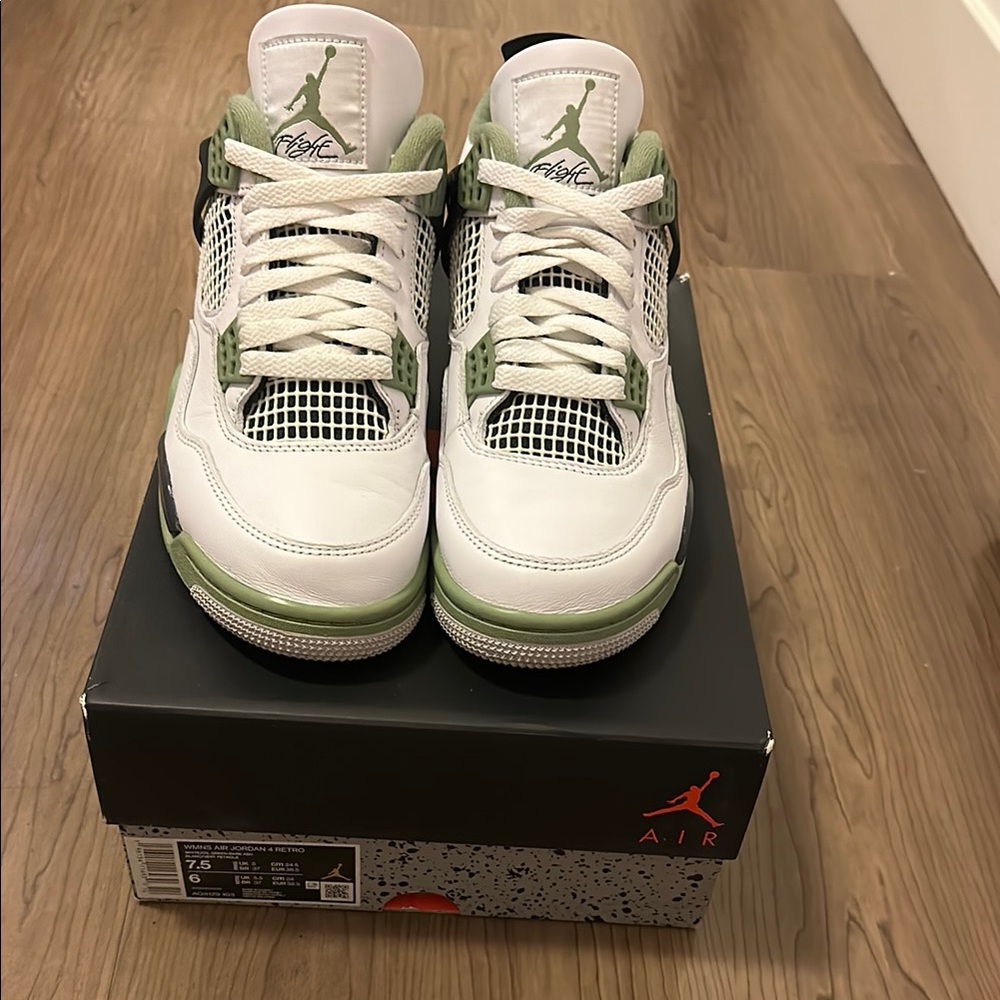 Jordan White and Green Sneakers Iconic Design